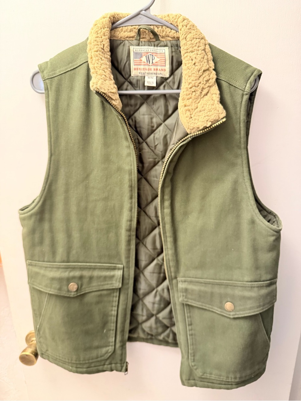 Heritage Olive Quilted Sherpa-Lined Vest for Men